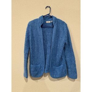Zado Women's Size Small Chunky Knit Open Front‎ Cardigan Long Sleeves Blue